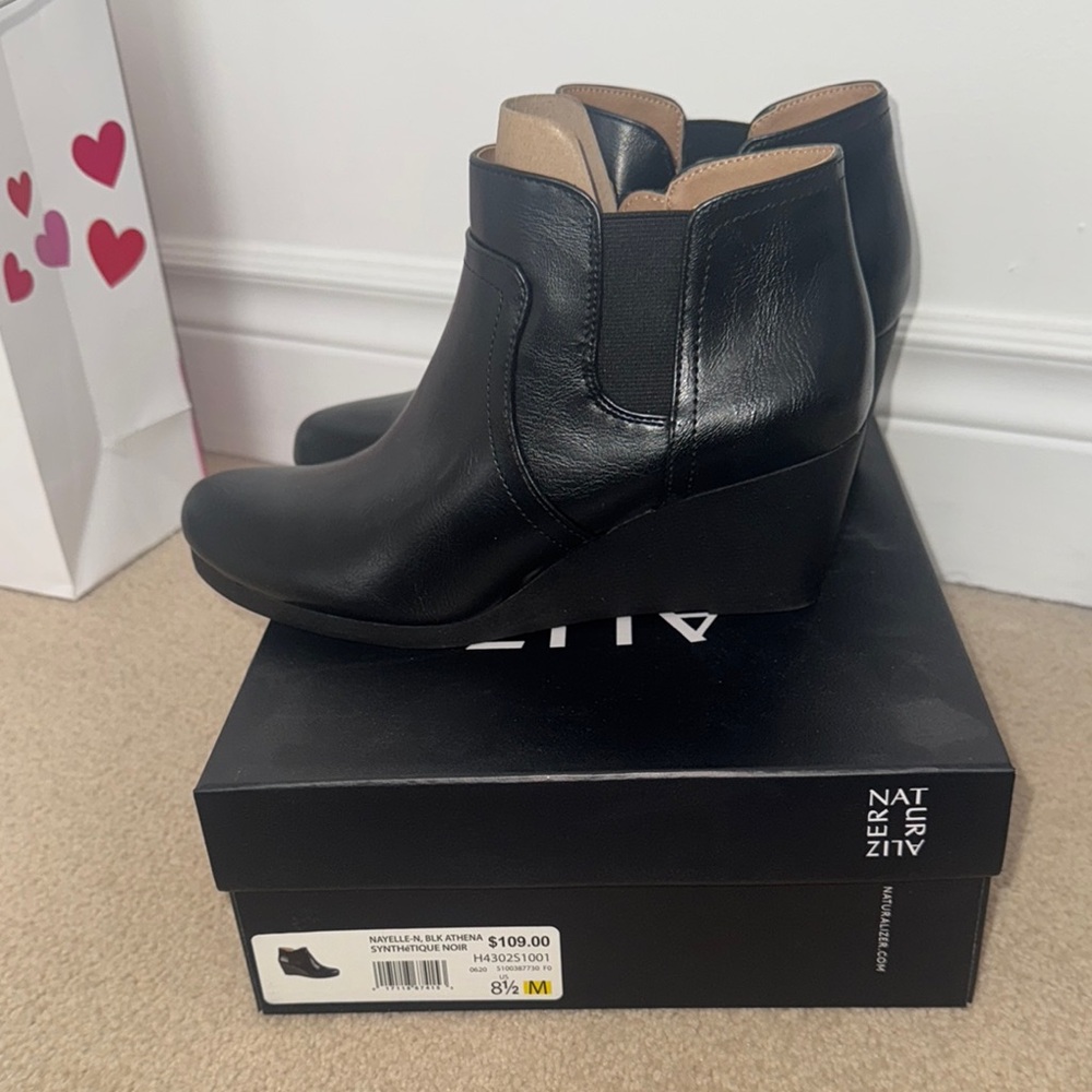 Naturalizer Black Ankle Booties with Wedge Heel